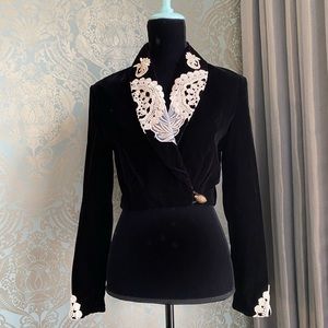 Vintage Cropped Velvet Tuxedo Jacket